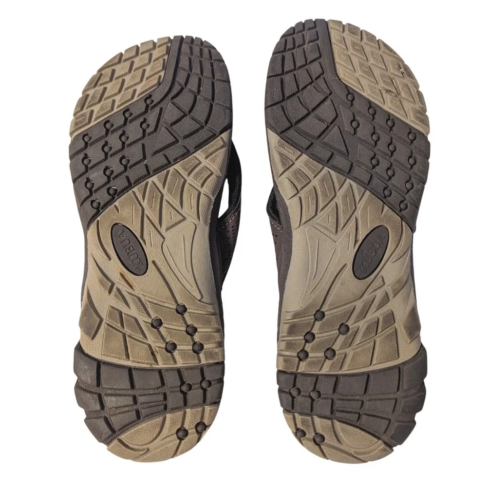 KUBUA Mens Beach Flip Flops Water Thong Sandals Outdoor Brown Tan EU 45 ~US 11